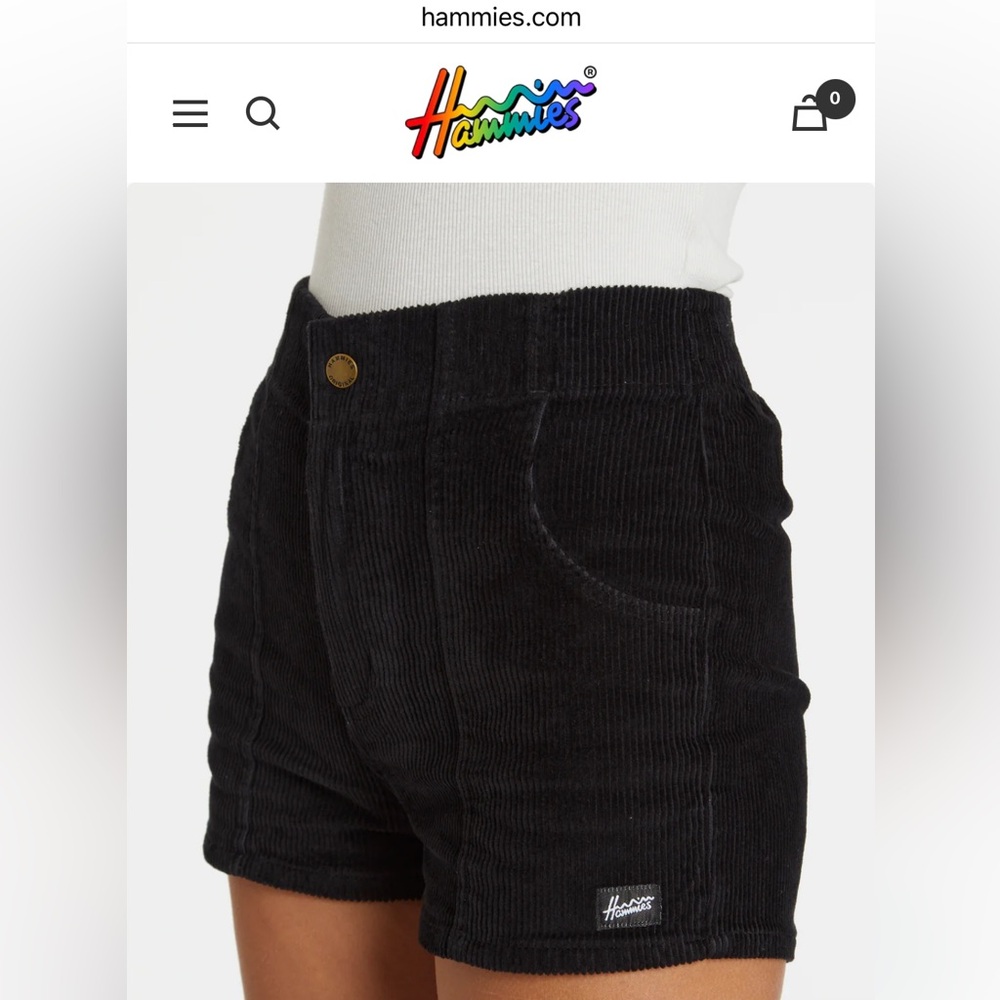 Hammies High Waist Black Corduroy Shorts